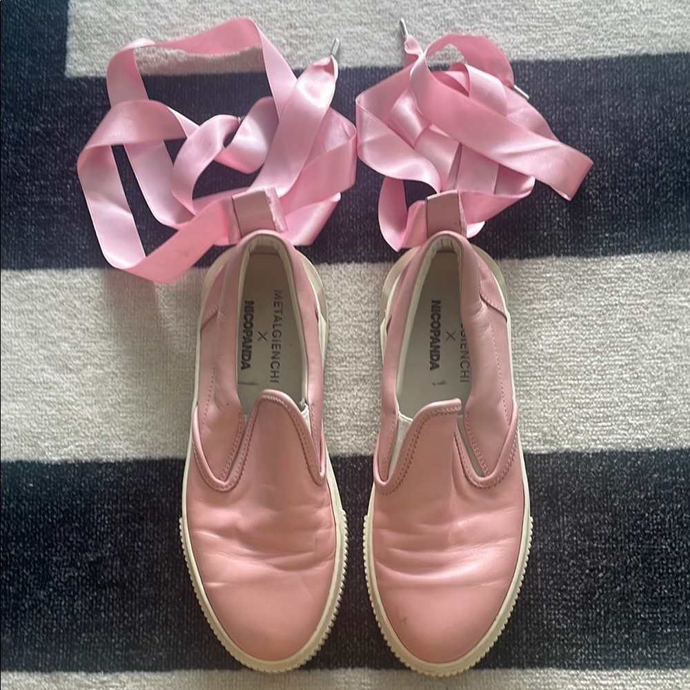 Pink Ribbon Wrap Sneakers